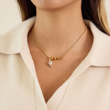 1 Piece Classic Twist Stainless Steel Waterproof Gold Color Zircon Women's Pendant Necklaces