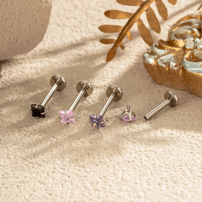 1 Piece Classic Square Stainless Steel Waterproof Zircon Women's Piercing Earrings Picture3