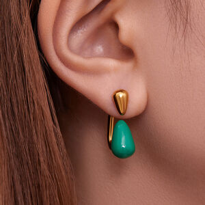 1 Pair Lustrous Droplet Stainless Steel Waterproof Gold Color Women's Stud Earrings h5 Picture3