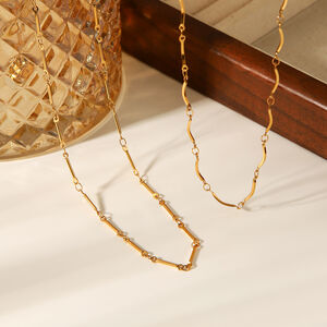 1 Piece Simple Chain Stainless Steel Waterproof Gold Color Chain Necklace h5 Picture4