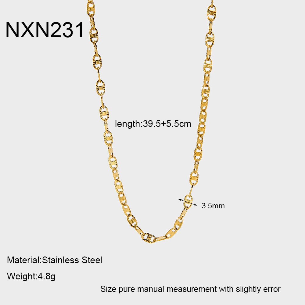 1 Piece Simple Series Daily Chain Stainless Steel Waterproof Gold Color Women's Jewelry Sets h5