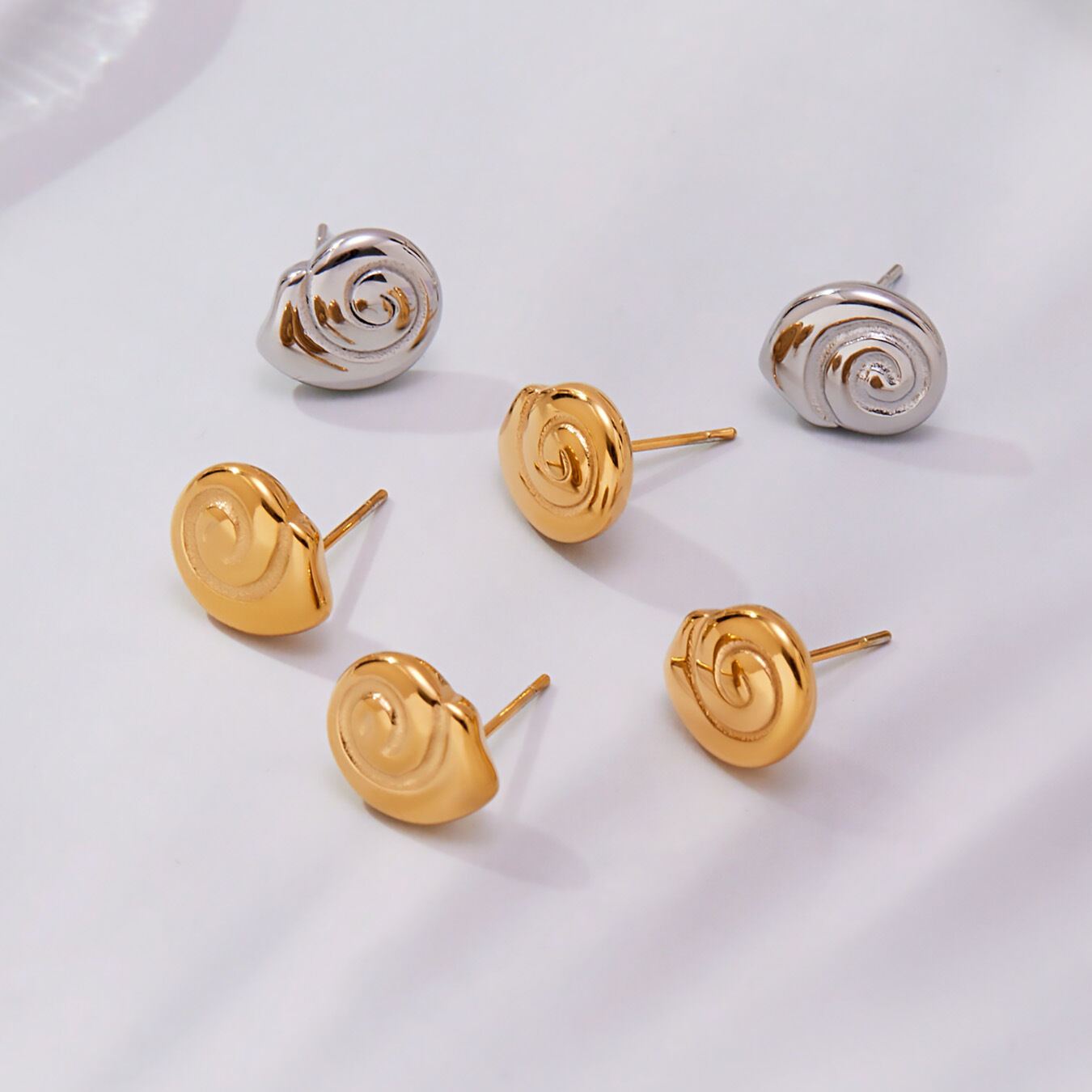 1 Pair Vortex Stainless Steel Waterproof Gold Color Women's Stud Earrings h5 Picture4