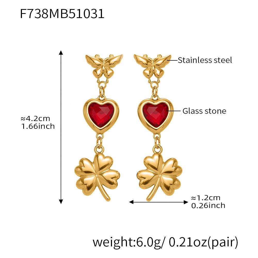 F738 - Red Heart Zircon Earrings Picture2