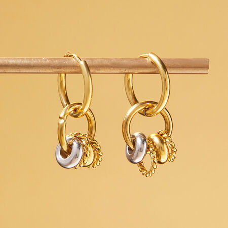 1 Pair Classic Circle Mixed Gold&Silver Colors Stainless Steel Waterproof Women's Drop Earrings