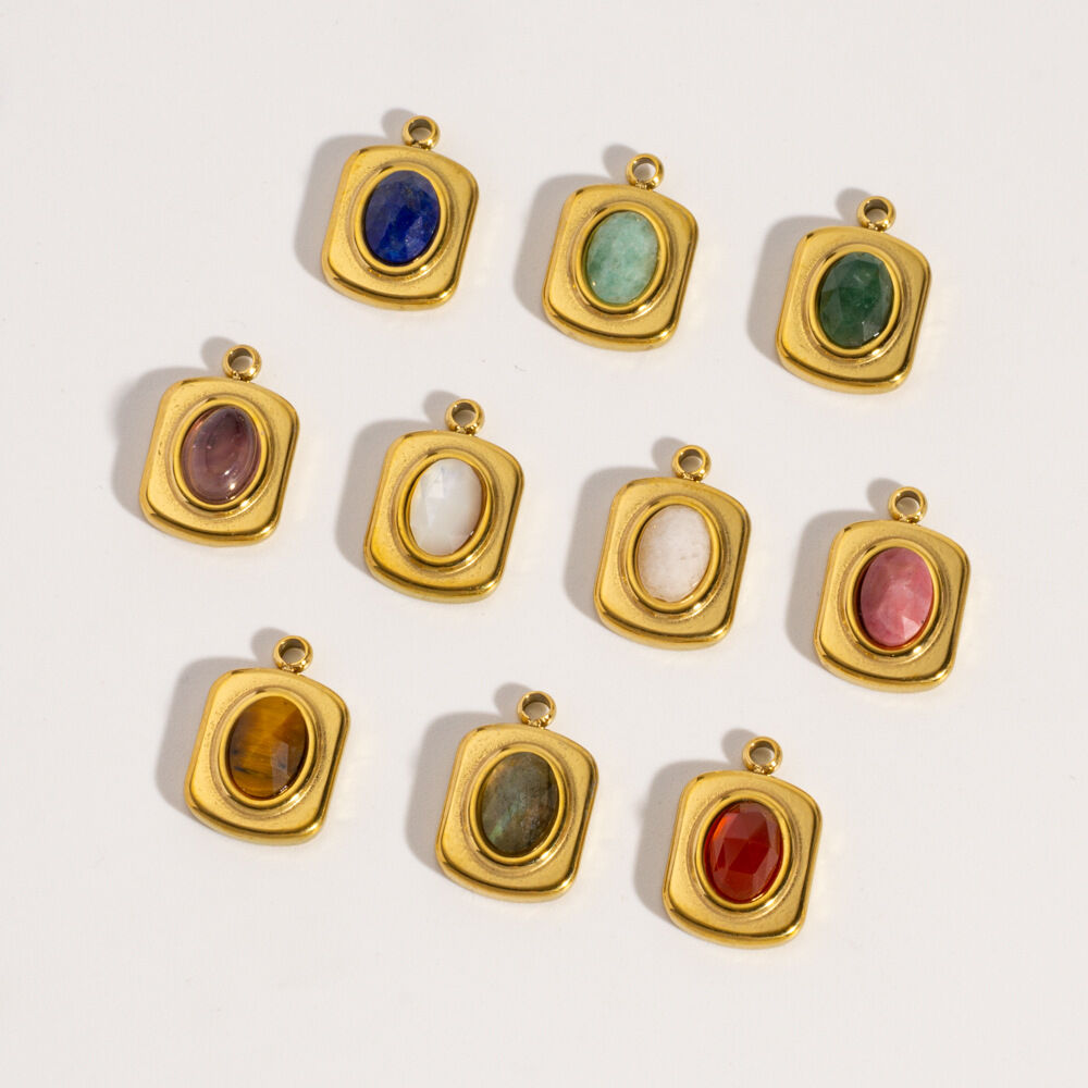 1 Piece Simple Series DIY Rectangle Stainless Steel Waterproof Women's Pendants