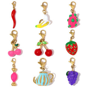 DIY Vivid Fruit Titanium Steel Lobster Clip Gold Color Women's Pendants h5 Picture6