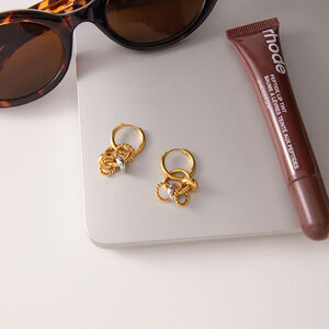 1 par de pendientes colgantes clásicos de acero inoxidable resistentes al agua con diseño circular en colores dorado y plateado combinados para mujer. h5 Imagen5