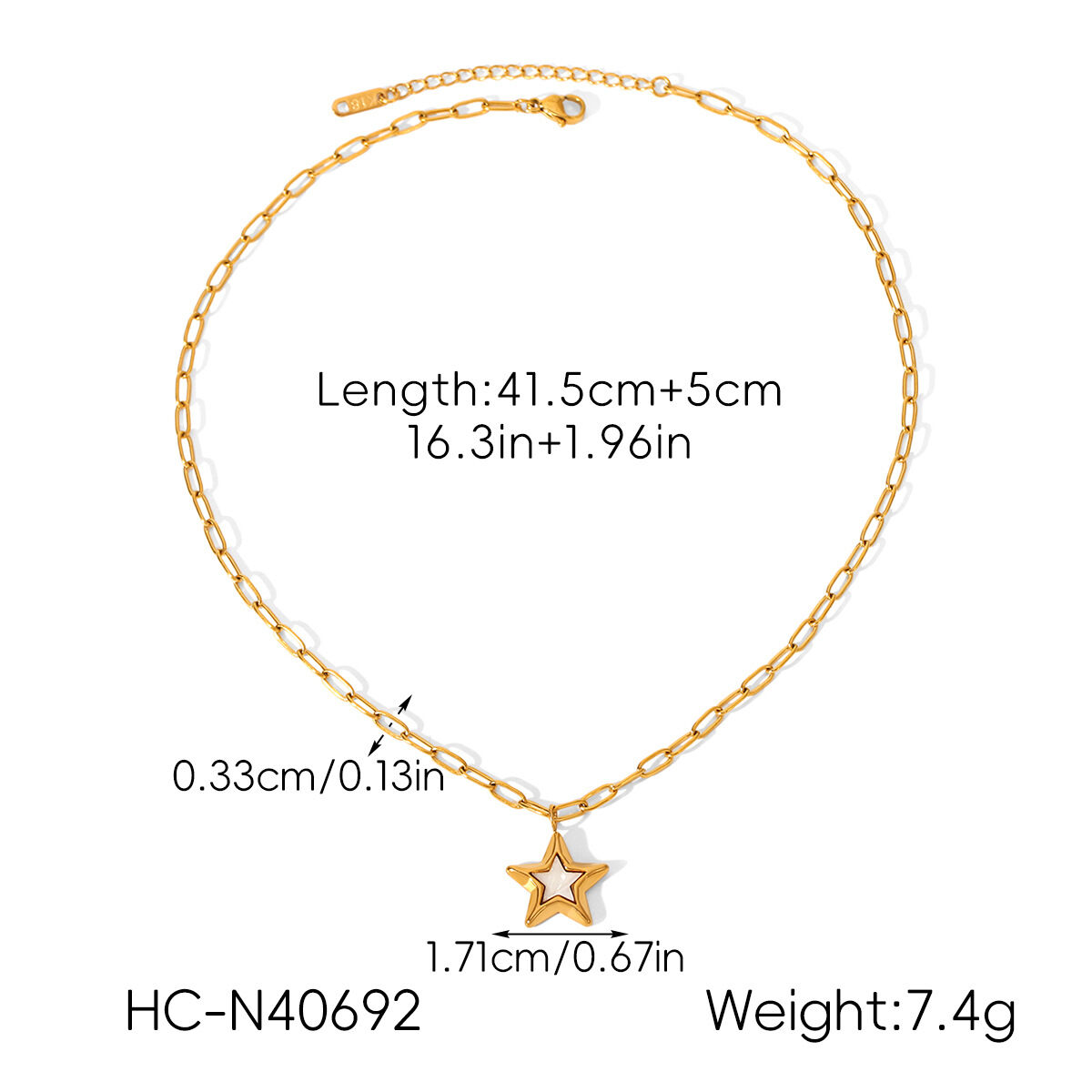 Halsketten-Set aus emailliertem Stern, Edelstahl, wasserdicht, goldfarben Bild2