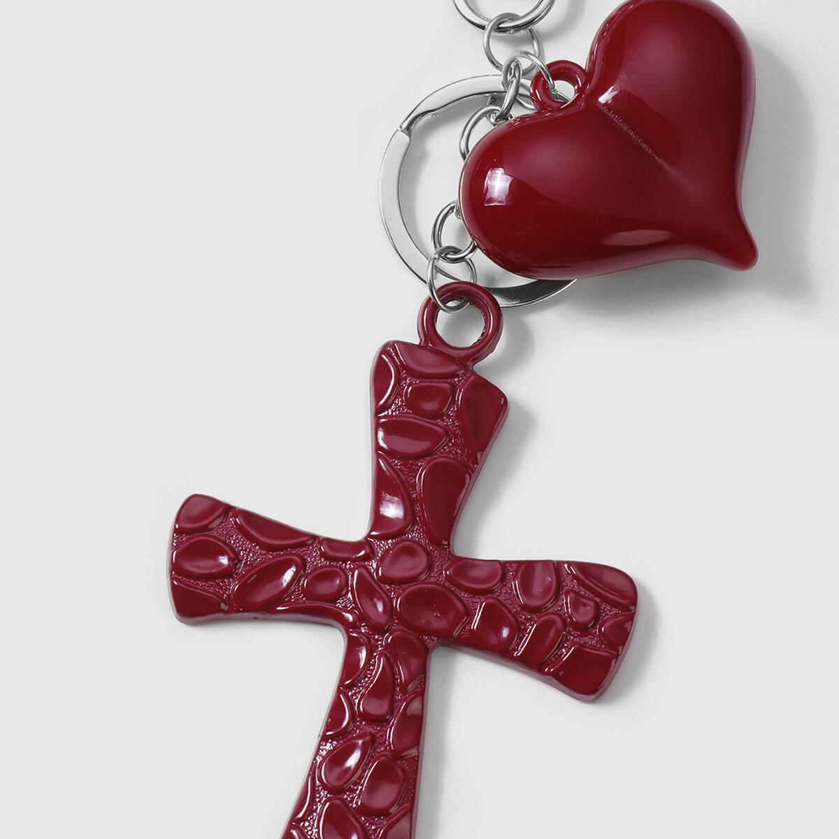 1 Pair Retro Wine Red Cross Heart Bag Charm h5 Picture5