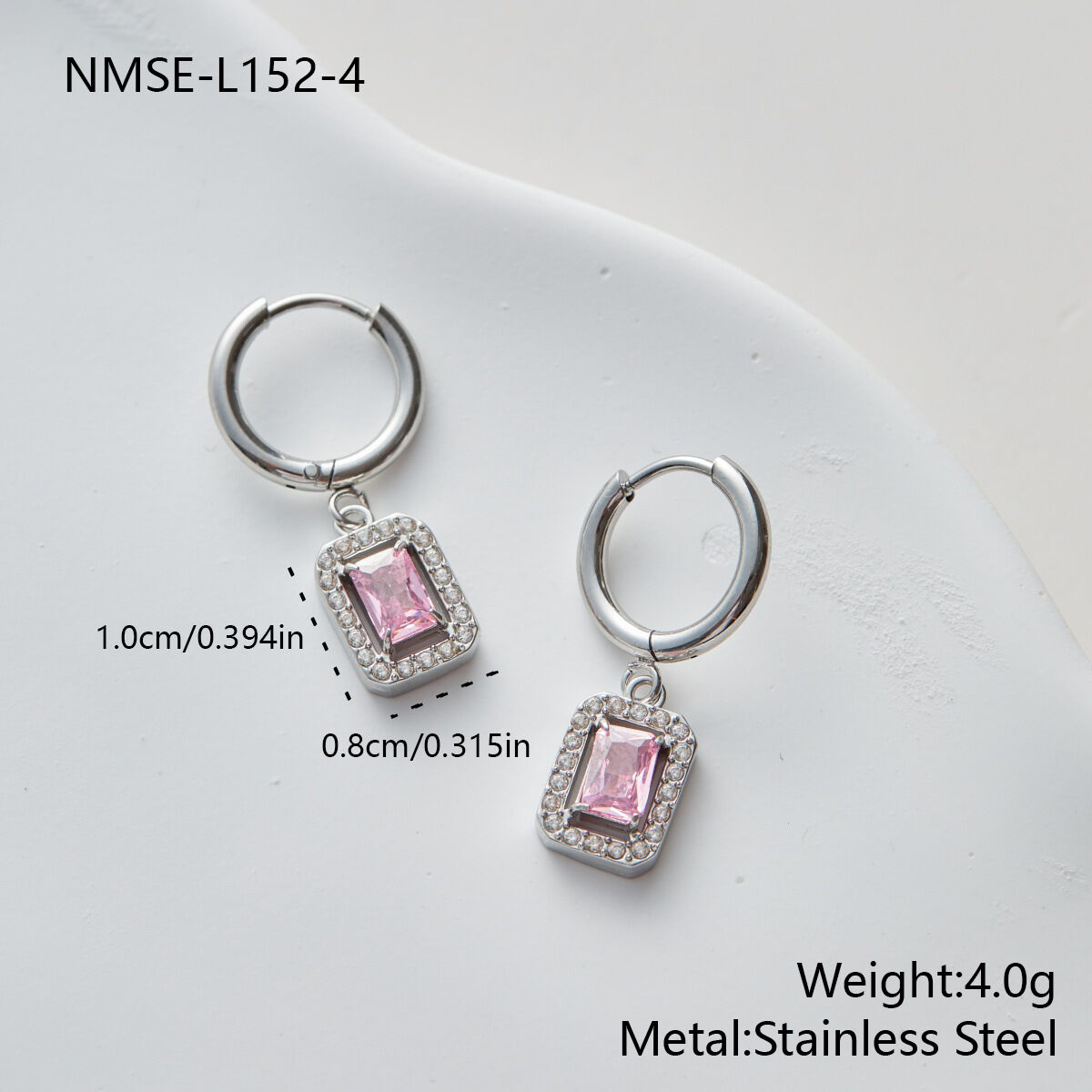 Nmse-L152-4 Steel Colored Zirconia Earrings Picture4