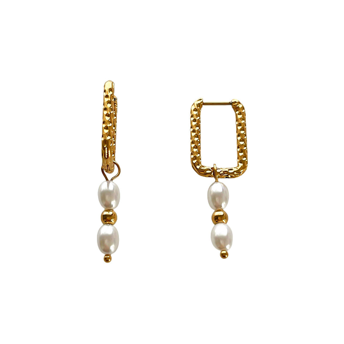 1 Pair Pearl Gold Color Beads Earrings h5 