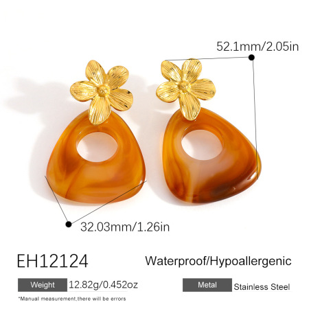 1 Pair Vintage Style Diamond Shaped Stainless Steel Waterproof Women's Drop Earrings