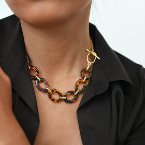 1 Piece Retro Leopard Print Steel Gold Color Women's Necklaces h5 Picture6