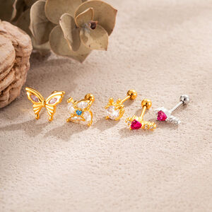 1 Piece Butterfly Copper Zircon Women's Piercing Earrings h5 Picture4