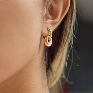 1 Pair Radiant Double Circle Stainless Steel Waterproof Gold Color Women's Drop Earrings h5 Picture6