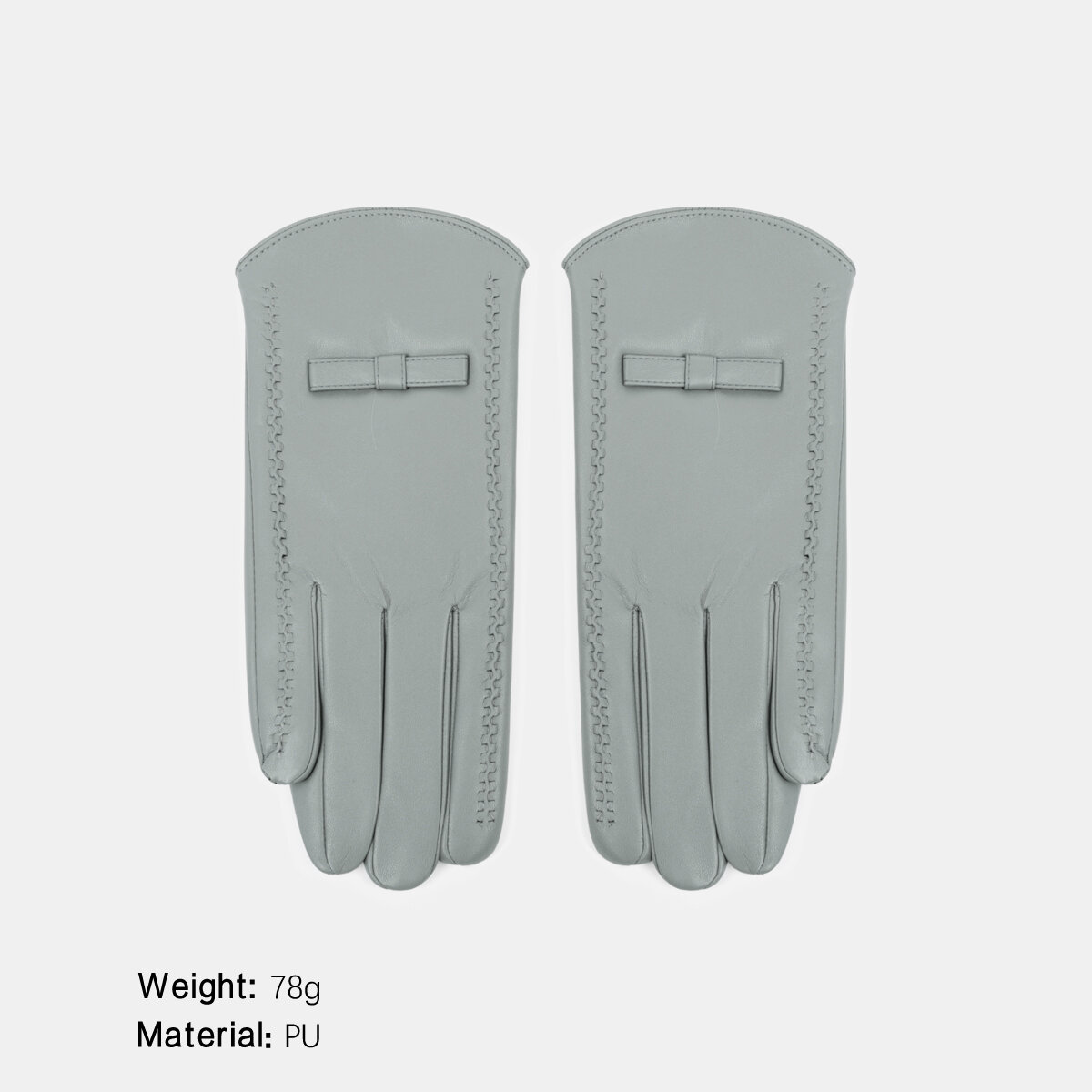 1 Pair Solid Color Bow Knot PU Women's Gloves 