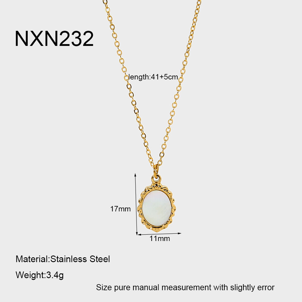 1 Piece Simple Series Retro Chain Stainless Steel Waterproof Gold Color Shell Women's Pendant Necklaces h5