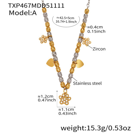 Delicated Mixed Gold Color And Silver Colors Titanium Steel Zircon Women's Jewelry Sets