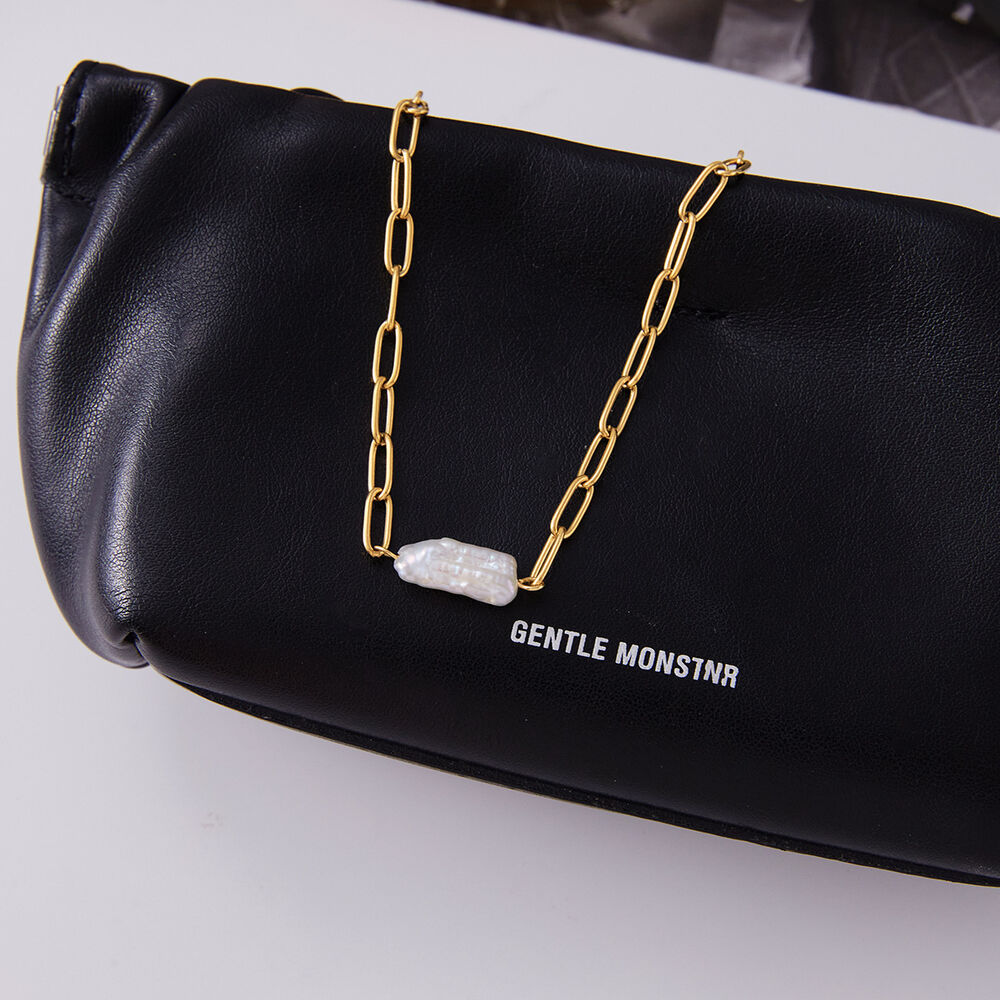 1 Piece Elegant Pearl Stainless Steel Waterproof Gold Color Women's Chain Necklaces h5Picture5