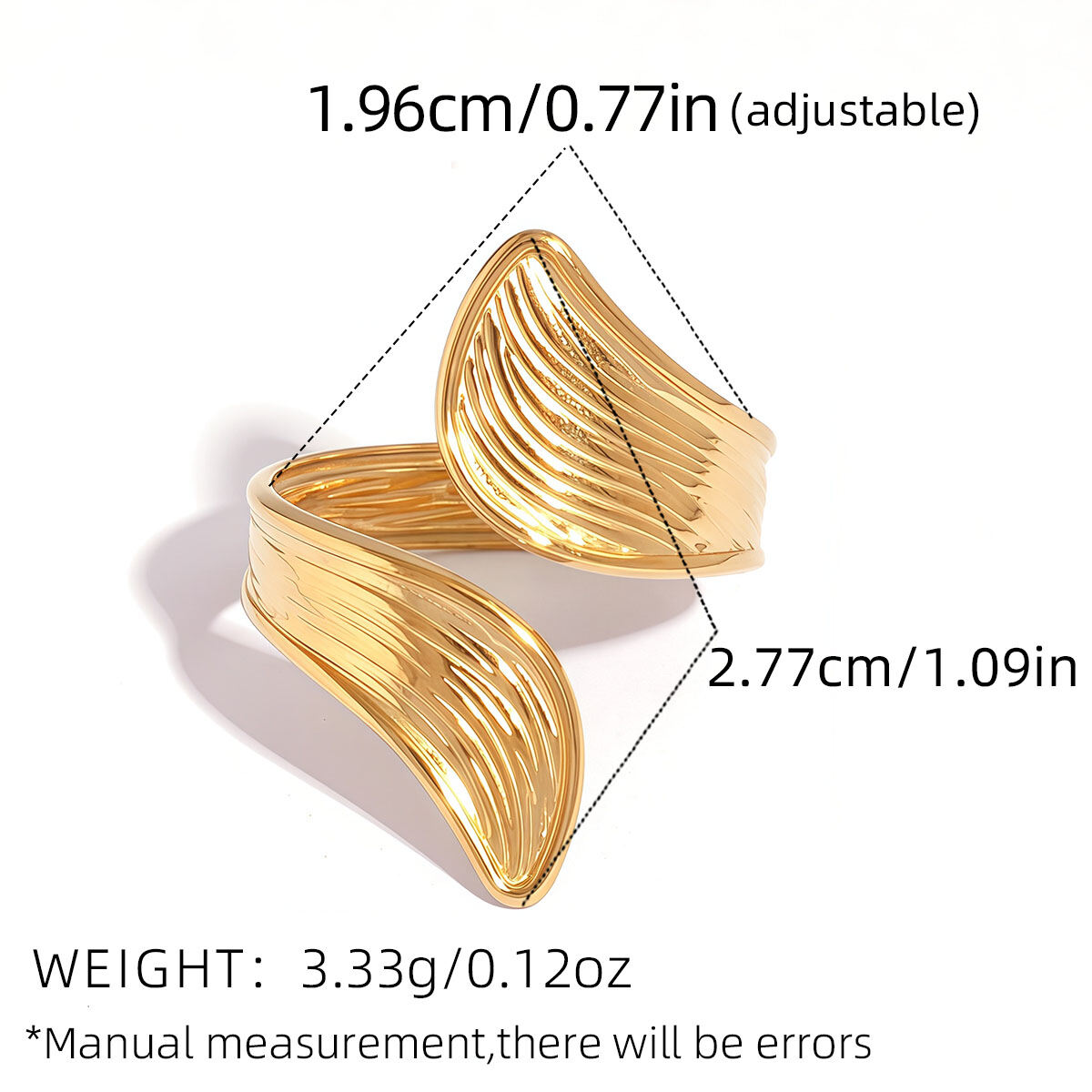 1 Piece Simple  Irregular Shape Stainless Steel Waterproof   Gold Color Women's  Statement Rings h5 Picture2