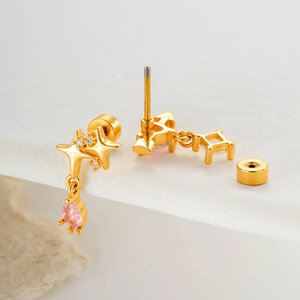 1 Piece Star Copper Zircon Women's Piercing Earrings h5 Picture4