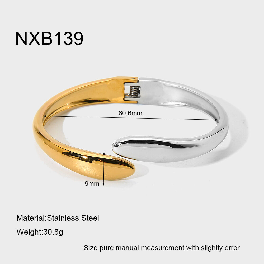 Braccialetti da donna color oro impermeabili in acciaio inossidabile, forma irregolare, semplici, da indossare tutti i giorni, 1 pezzo