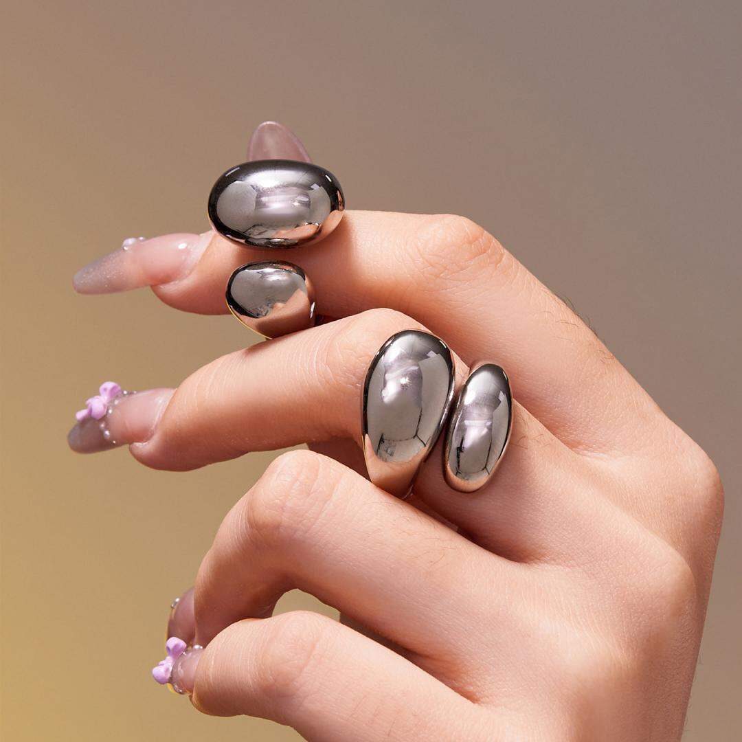 1 Piece Daily Irregular Chunky Shape Titanium Steel Gold Color  Statement Rings Picture5