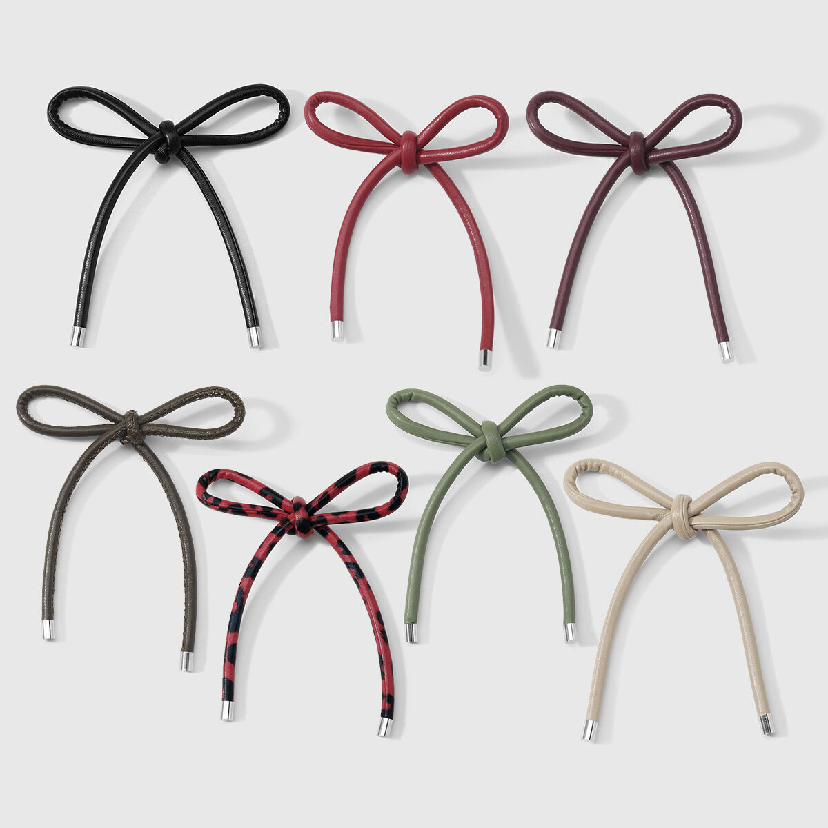 1 Piece Retro Bow Knot Solid Color Leopard Print Leather Women's Bag Charms