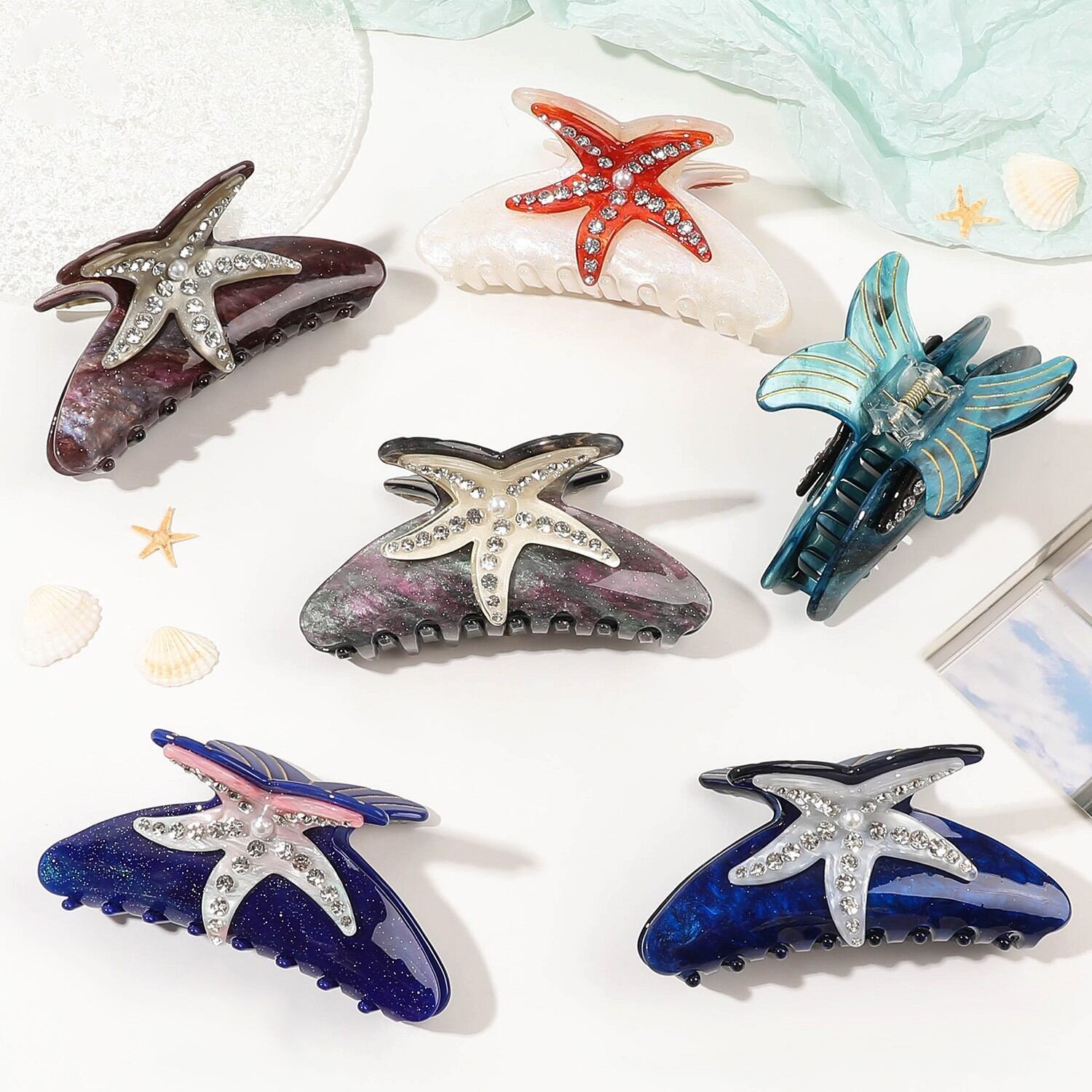 1 Piece Luxurious  Vacation Turtle Starfish Acrylic Women's Hair Claws