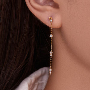 1 Pair Exquisite Tassel Stainless Steel Waterproof Gold Color Zircon Women's Dangle Earrings h5 Picture5