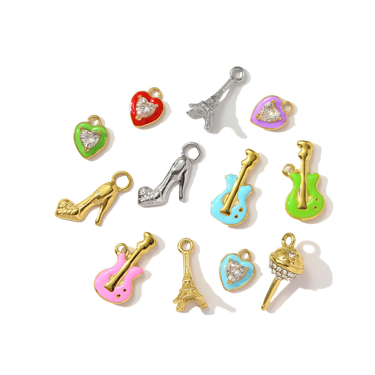 1 pezzo di ciondolo da donna in acciaio inossidabile impermeabile color oro con cuore fai da te della serie romantica h5 Immagine2