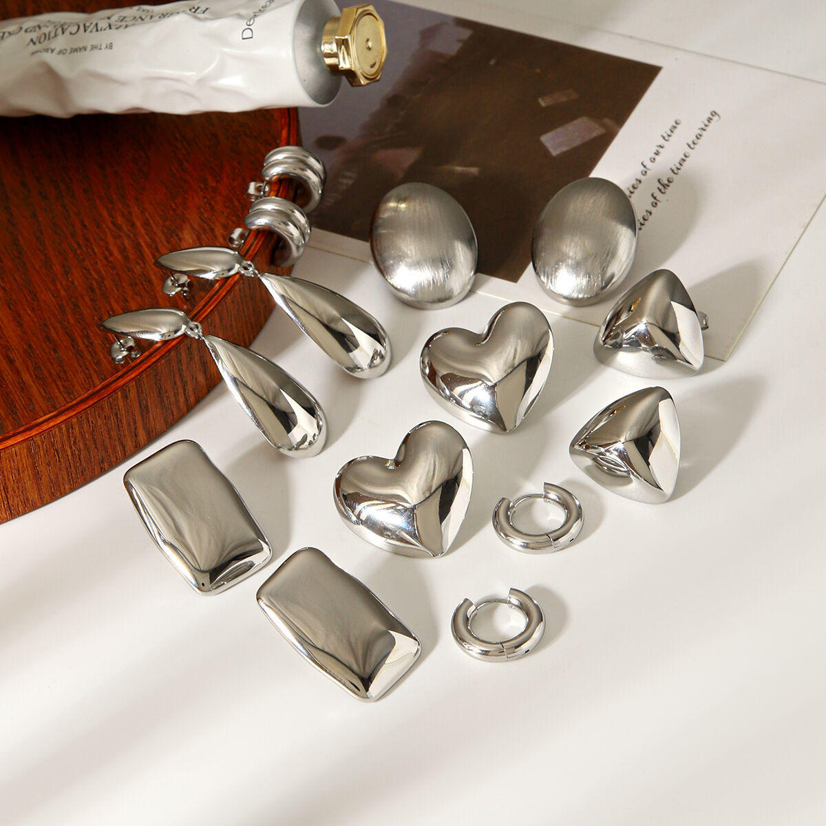 1 Pair Heart Stainless Steel Waterproof Stud Earrings 2