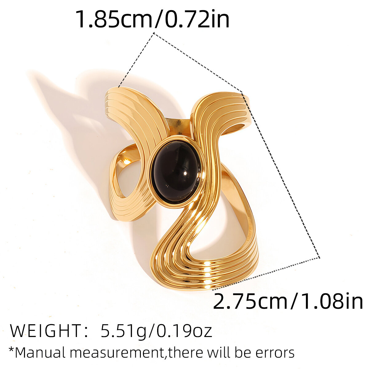 1 Stück Retro-Ring für Damen in unregelmäßiger Form, Edelstahl, wasserdicht, goldfarben h5 Bild2