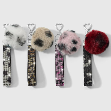 1 Piece Retro Leopard Plush Ball Bag Charm