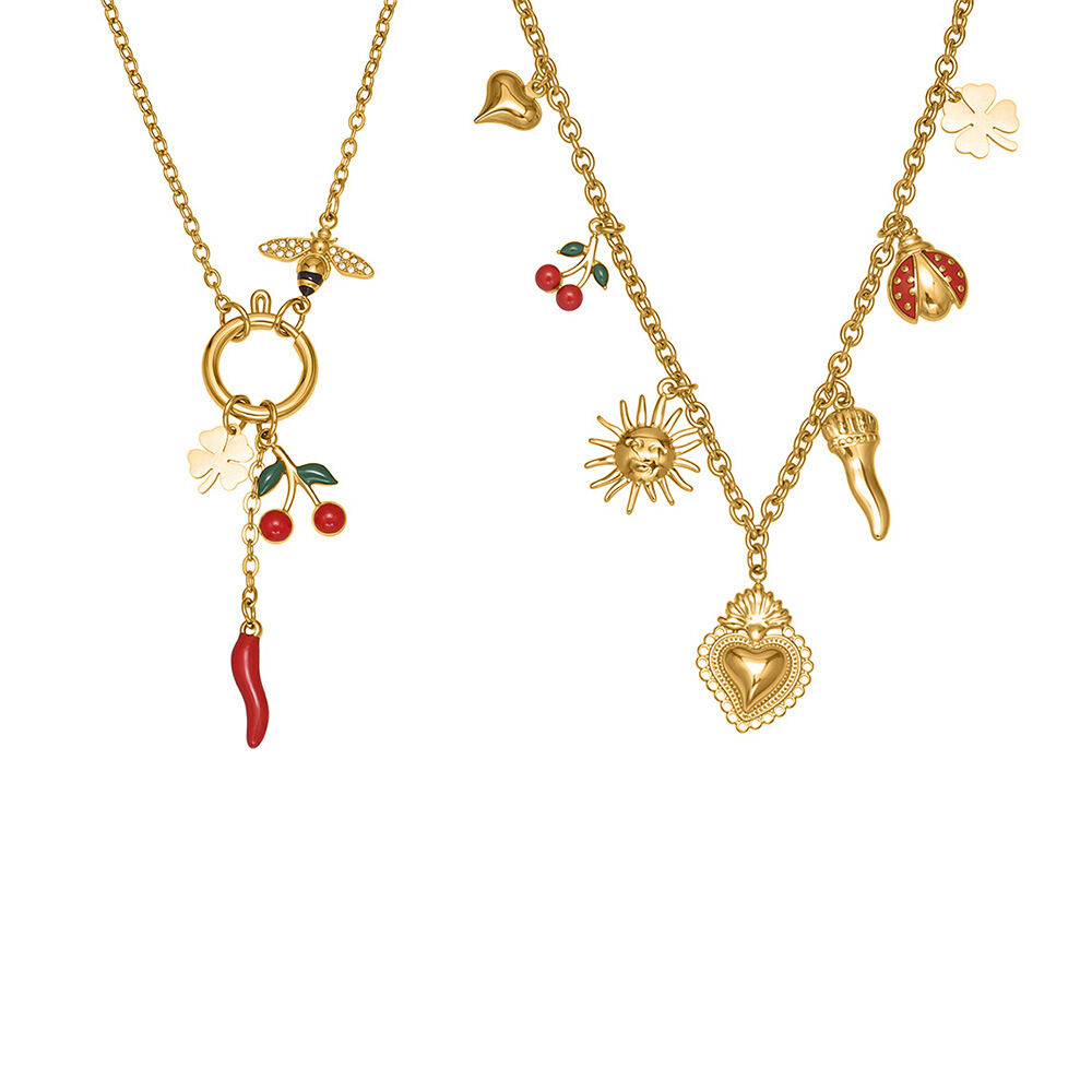1 Piece Luxurious Cherry&Chili Stainless Steel Waterproof Gold Color Women's Pendant Necklaces h5 Picture5