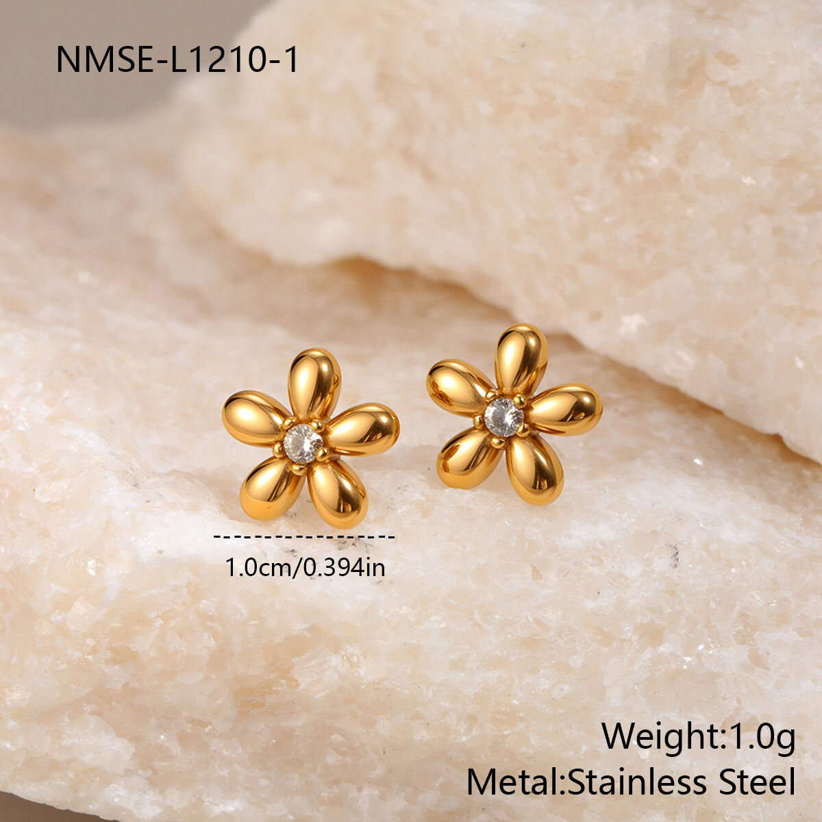Nmse-L1210-1 Gold Stud Earrings Picture5