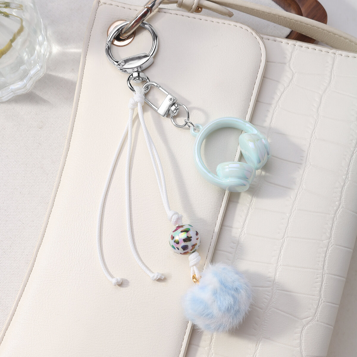 1 Piece Mini Headphones Plush Ball Bag Charm Picture5