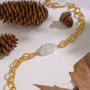 1 Piece Chain Stainless Steel Waterproof Gold Color Pearl Pendant Necklace h5 Picture3