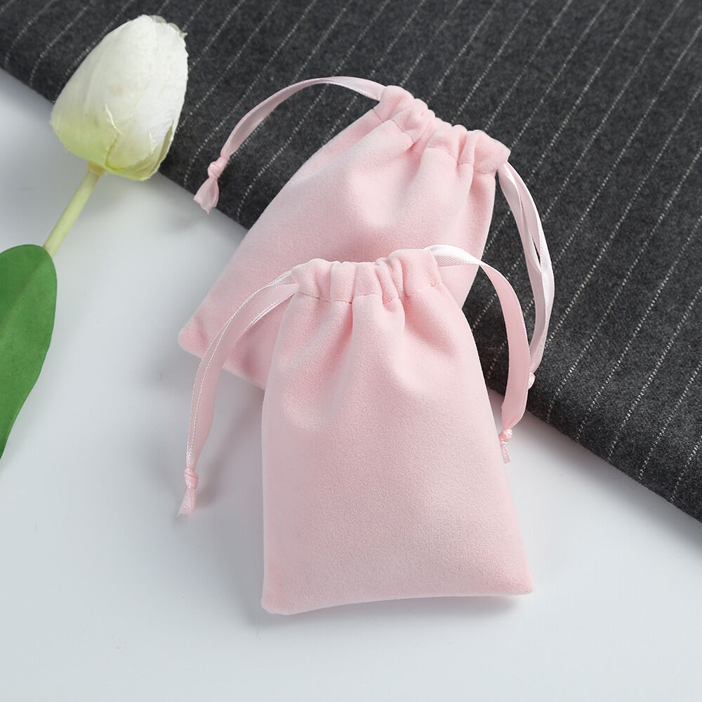1 Piece Pink Flannel Drawstring Jewelry Bag h5 Picture3