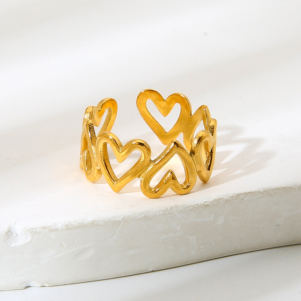 Minimalistische Ringe aus Edelstahl, wasserdicht, goldfarben, schlichte Serie