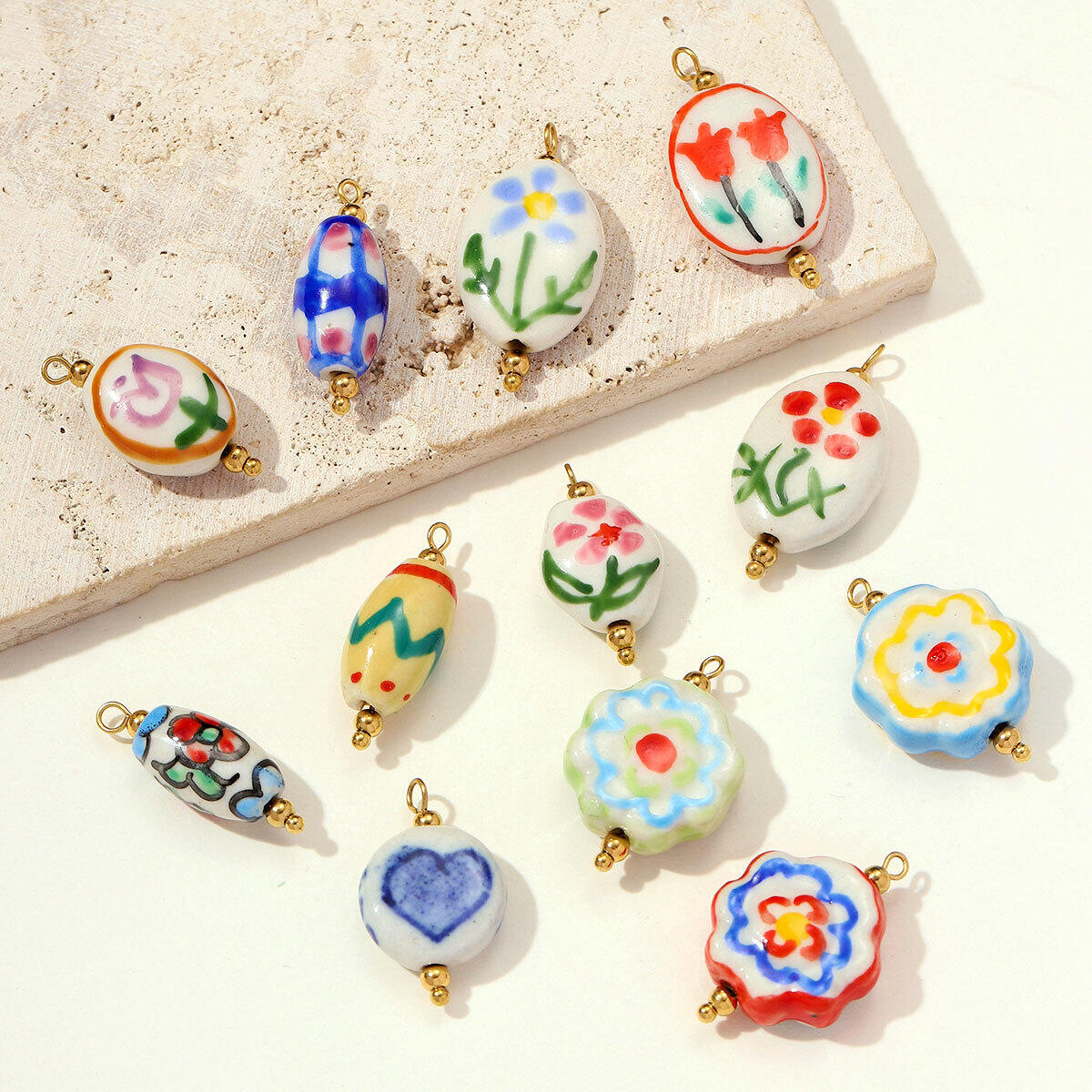 Elegant Flower DIY Ceramics Gold Color Women's Pendants Picture4