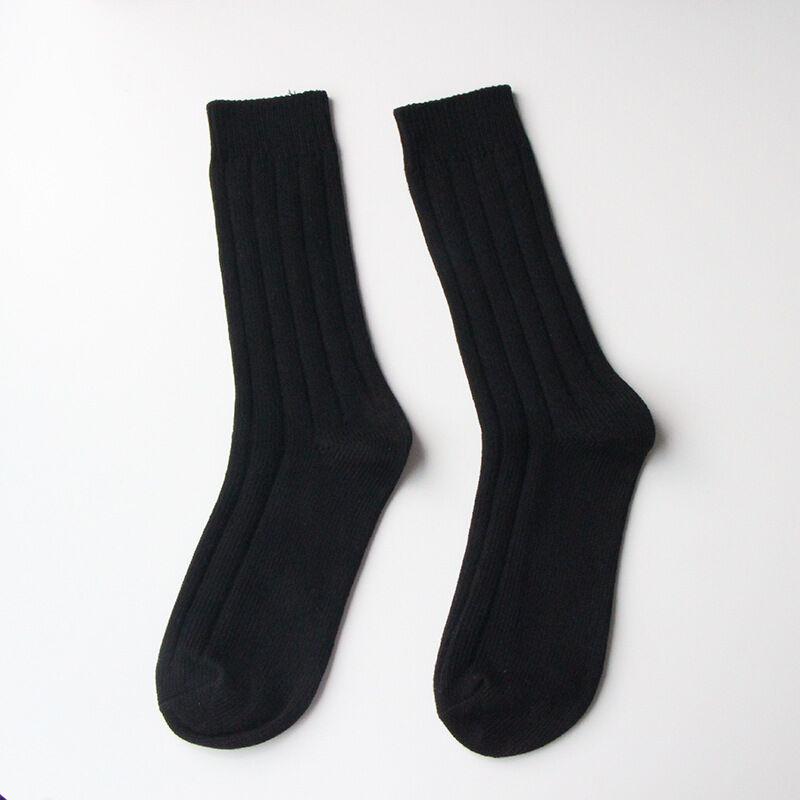 1Pair  Solid Color Soft Ribbed Cotton  Mid-Calf Socks h5 