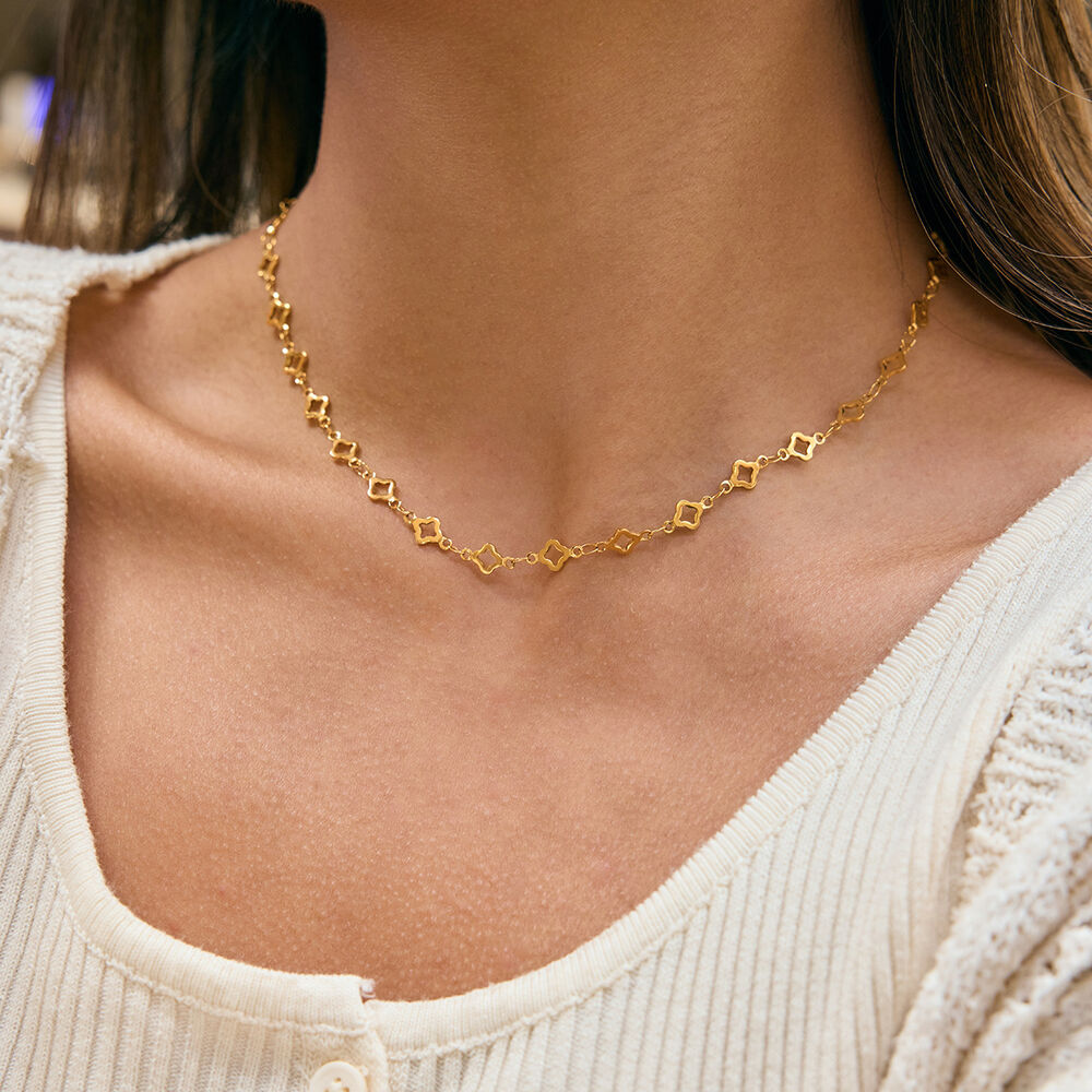 Collier chaîne femme simple et discret en acier inoxydable, couleur or, avec pendentif cœur discret. h5Image6