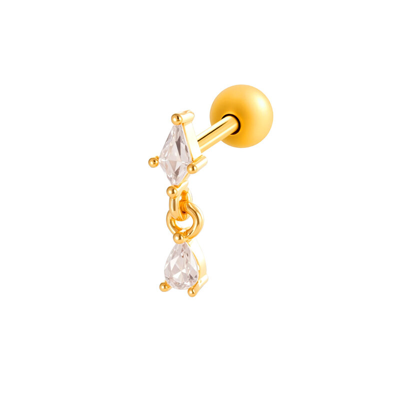 1 Piece Shining Butterfly Copper Zircon Women's Piercing Earrings
