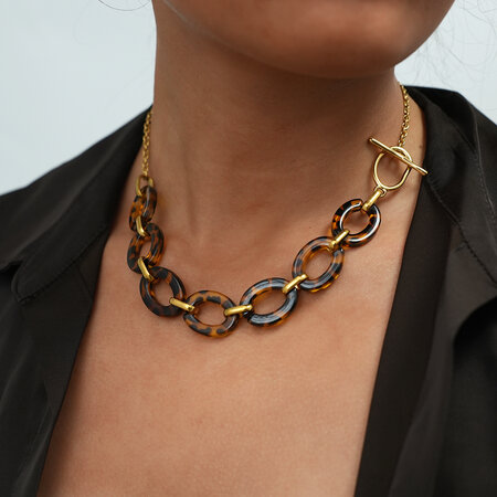 1 Piece Retro Leopard Print Steel Gold Color Women's Necklaces 2