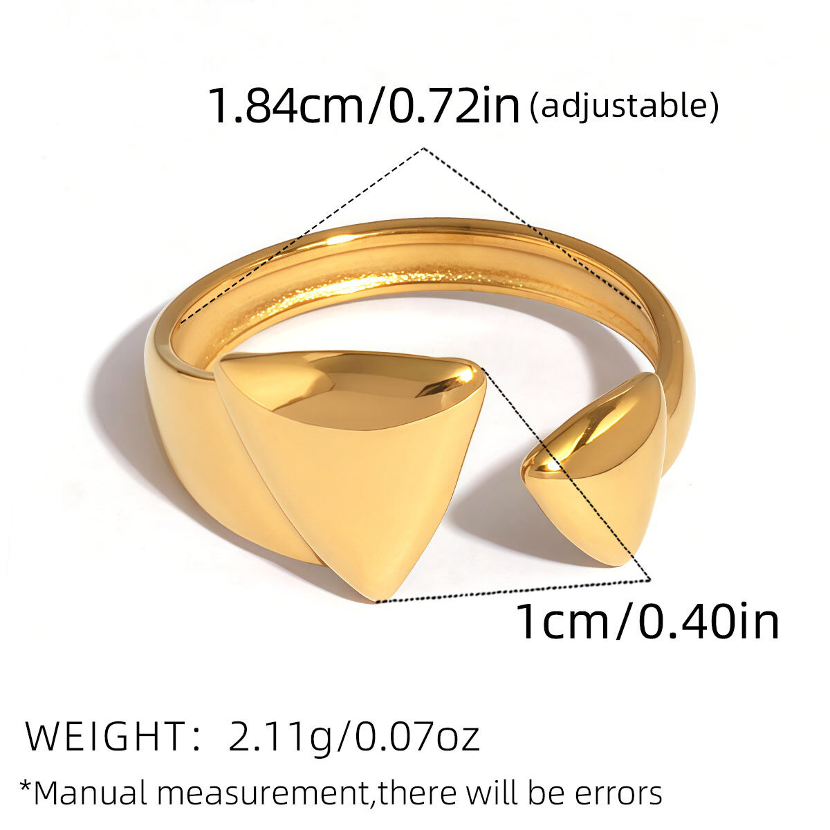 1 Piece  Simple Irregular Shape Stainless Steel Waterproof   Gold Color Women's Statement Rings Picture2