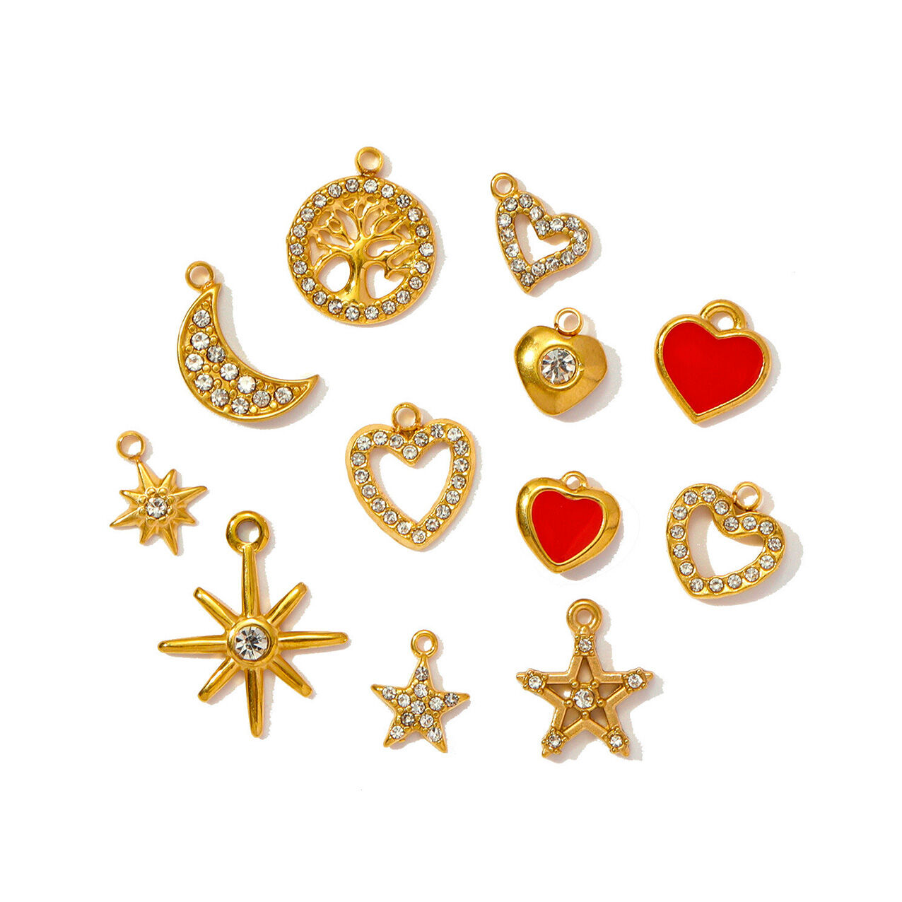 1 pezzo semplice serie fai da te stella in acciaio inossidabile impermeabile color oro ciondoli da donna h5 Immagine2