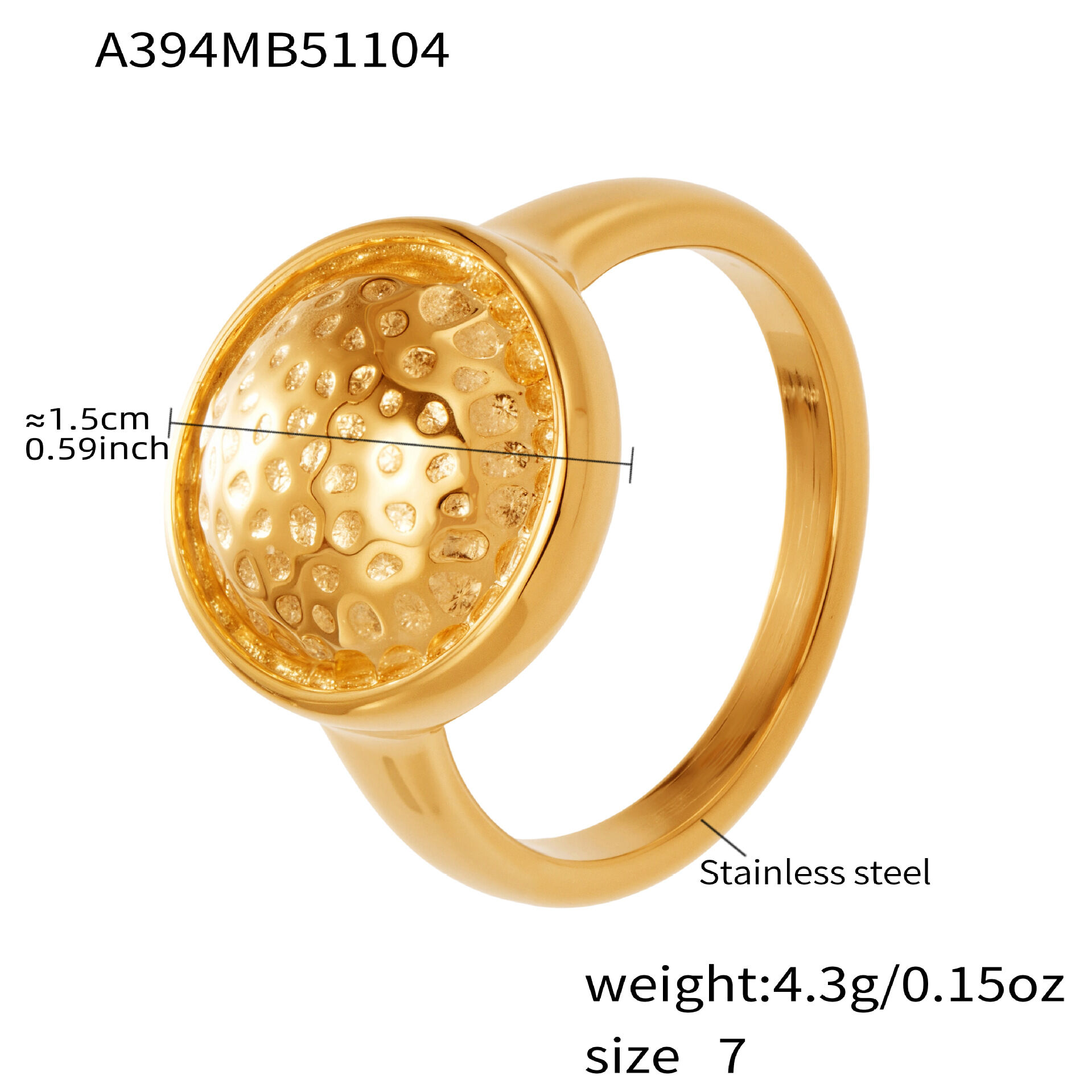 1 Stück funkelnder rechteckiger Edelstahlring, wasserdicht, goldfarben, mit Zirkonia-Edelstein für Damen h5 