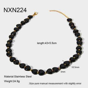 Conjunto de joyería para mujer con forma de corazón negro inspirado en diseño retro de 1 pieza h5