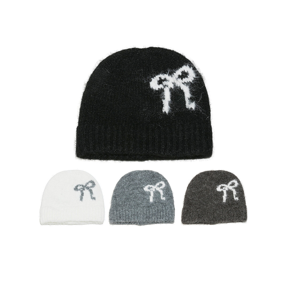 Cappello lavorato a maglia in rayon con fiocco, 1 pezzo